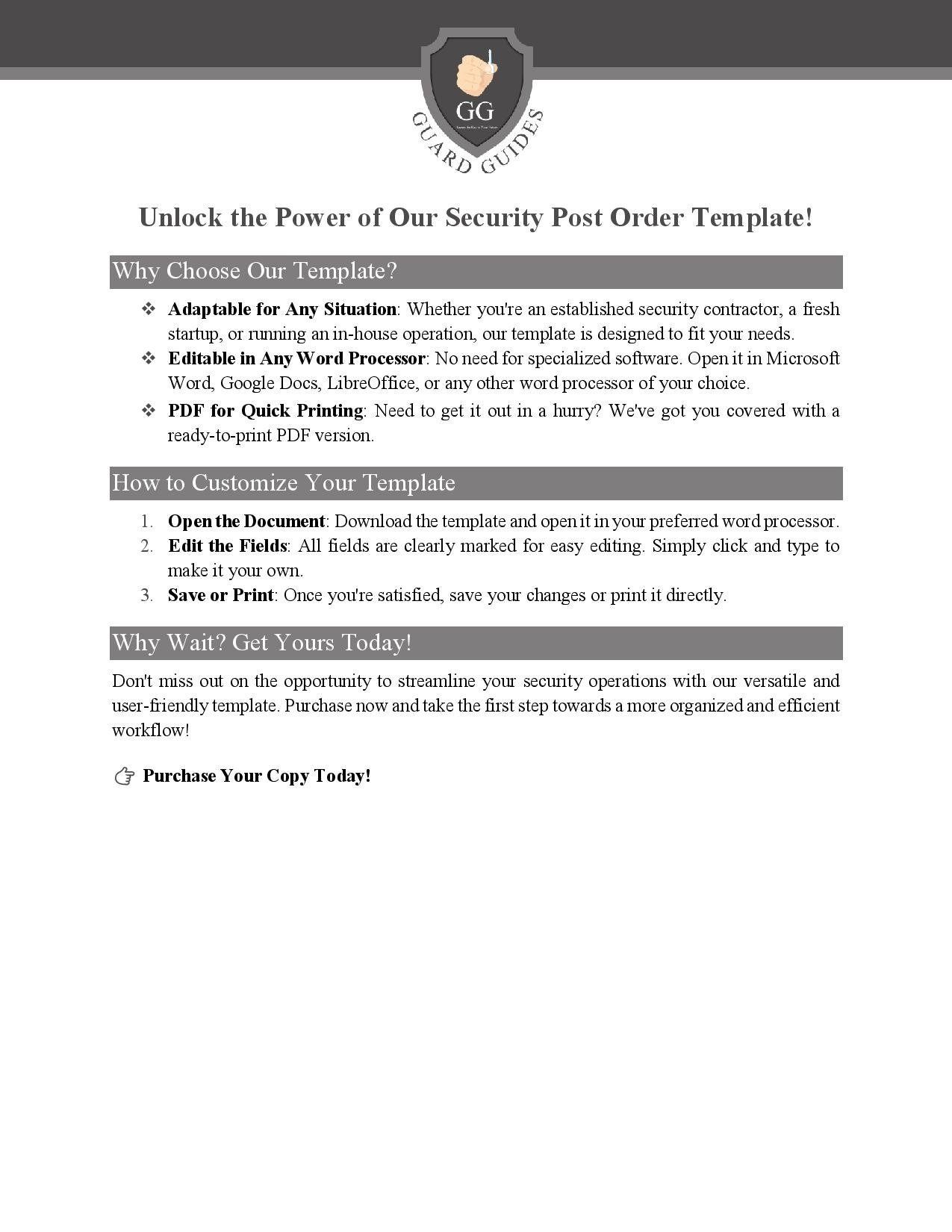 Ultimate Security Post Order Template