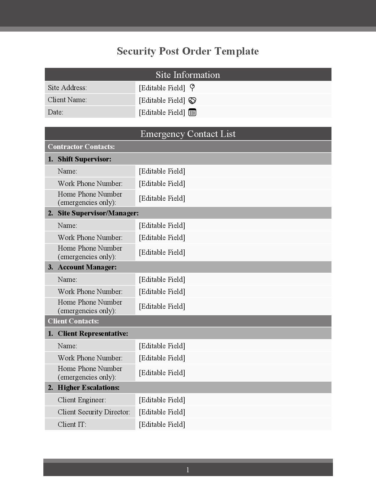 Ultimate Security Post Order Template