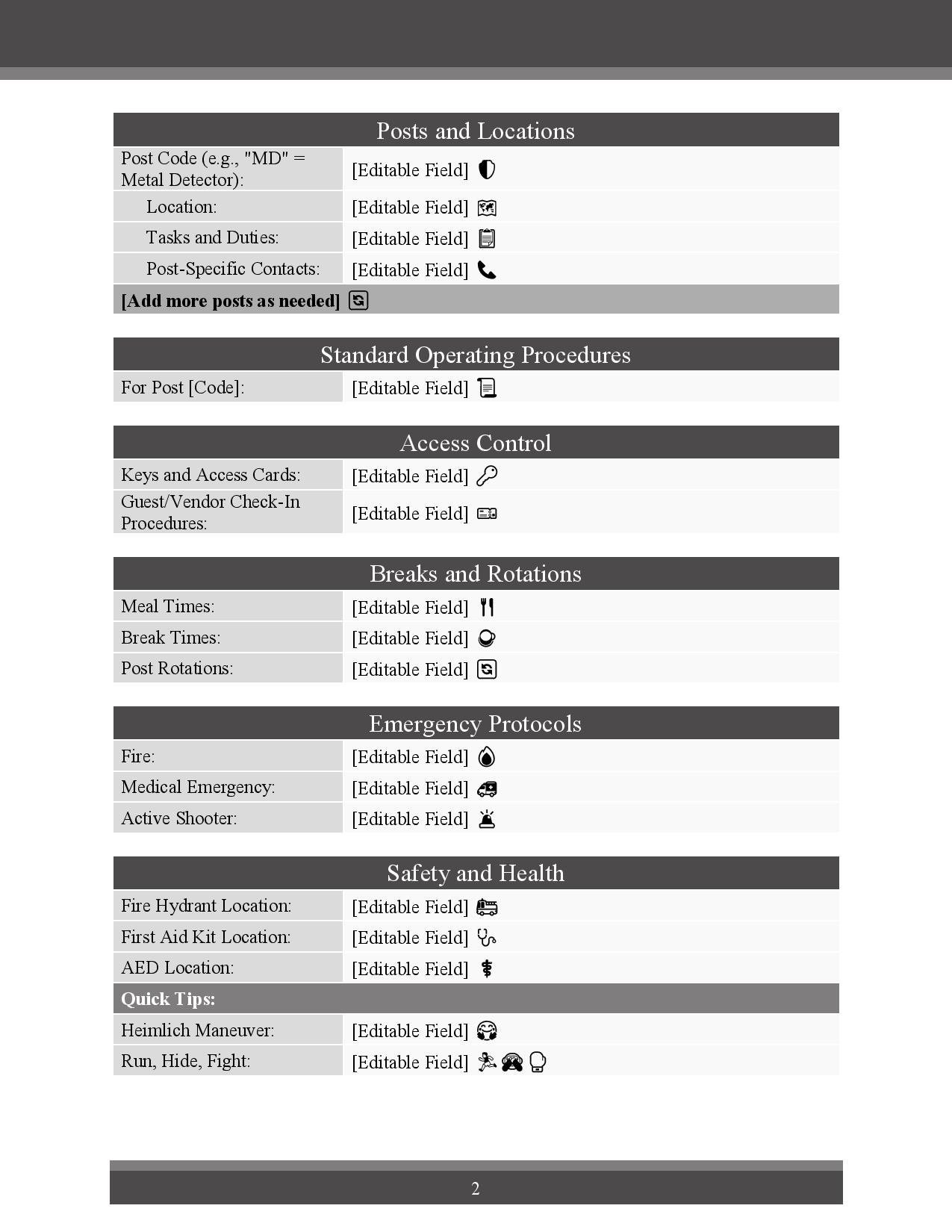 Ultimate Security Post Order Template